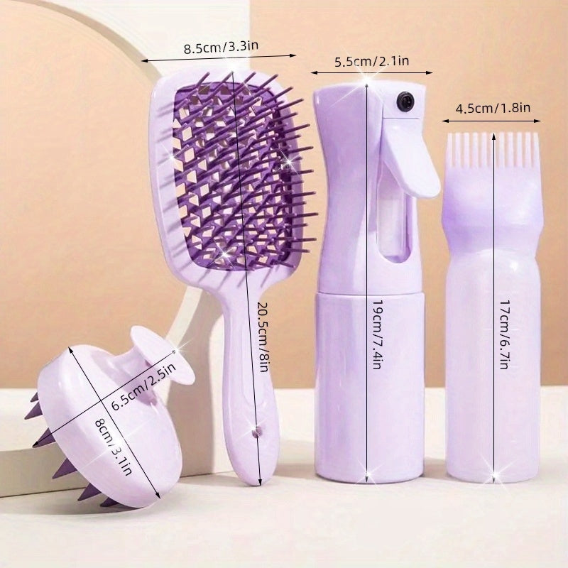 WANMEI 4Pcs/set Silicone Scalp Massage Comb Detangling Hair Brush Hairdressing Hair Dye Barber Styling Tools