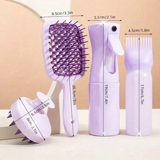 WANMEI 4Pcs/set Silicone Scalp Massage Comb Detangling Hair Brush Hairdressing Hair Dye Barber Styling Tools