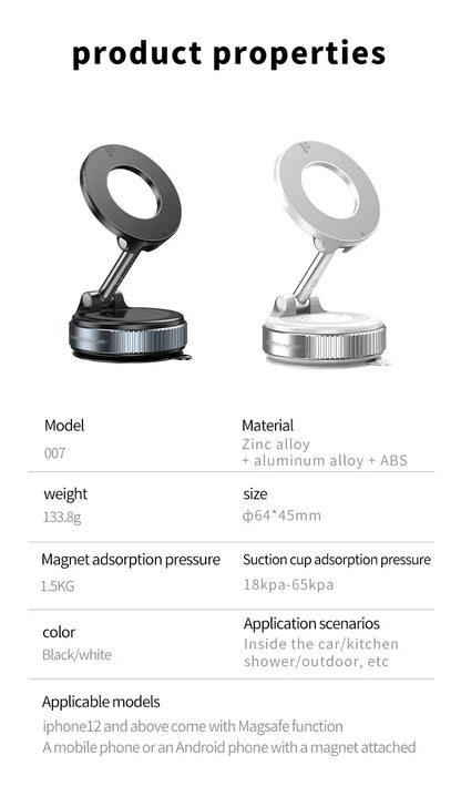 Phone Holder Foldable Design 360° Adjustable Vacuum Car Mount For Cell Phone For Live Streaming 2026