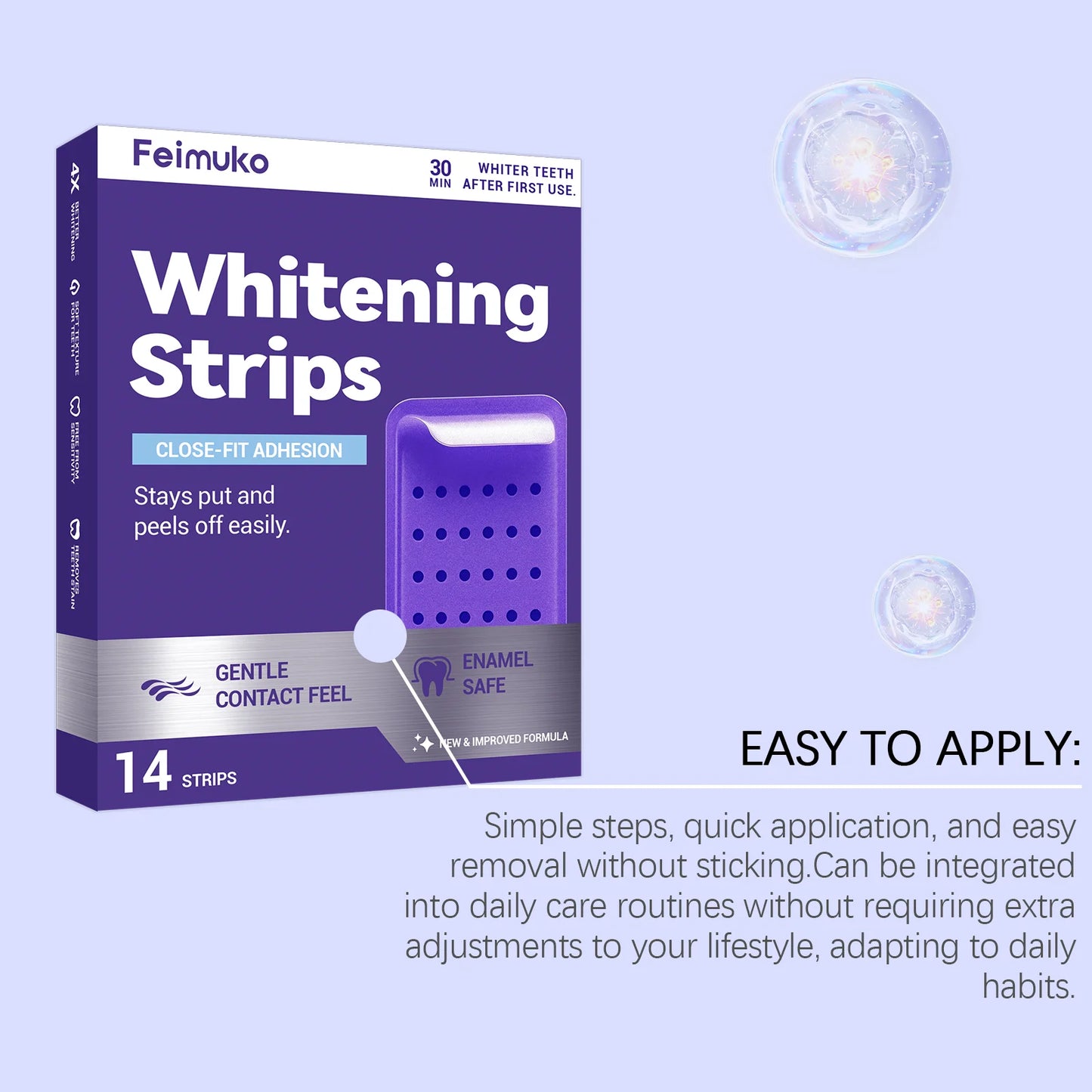 Purple Teeth Whitening Strips Oral Cleaning Removal Gel  Improve Dental Yellowing Oral Care, for Lasting Bright Smile