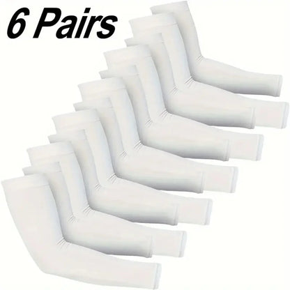 6 Pairs Unisex Cooling Arm Sleeves Compression Breathable Moisture Wicking for Men Women Sports Outdoor UV Protection