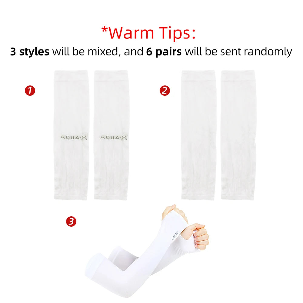 6 Pairs Unisex Cooling Arm Sleeves Compression Breathable Moisture Wicking for Men Women Sports Outdoor UV Protection