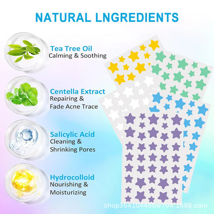 240 pieces of multi-color star acne patches, facial acne patches, concealer acne patches, and pimples patches, ultra-thin