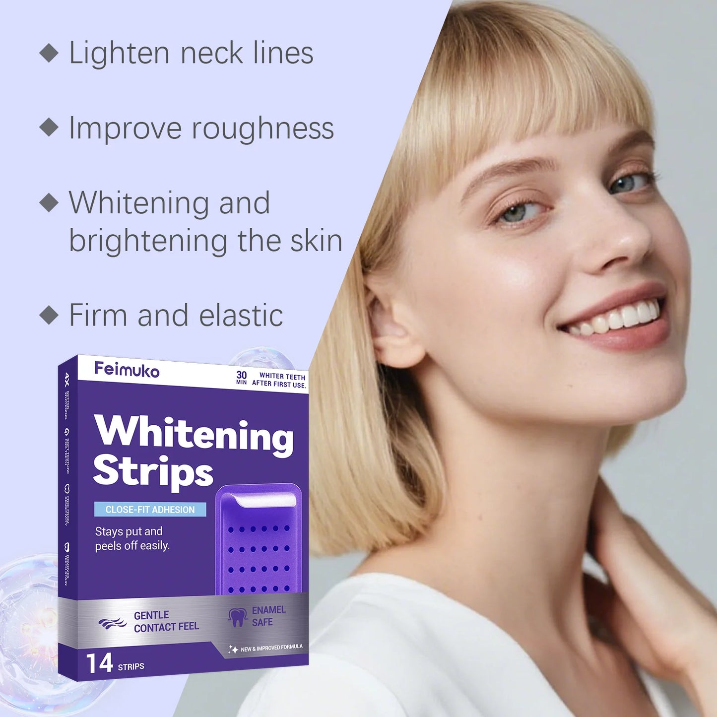 Purple Teeth Whitening Strips Oral Cleaning Removal Gel  Improve Dental Yellowing Oral Care, for Lasting Bright Smile