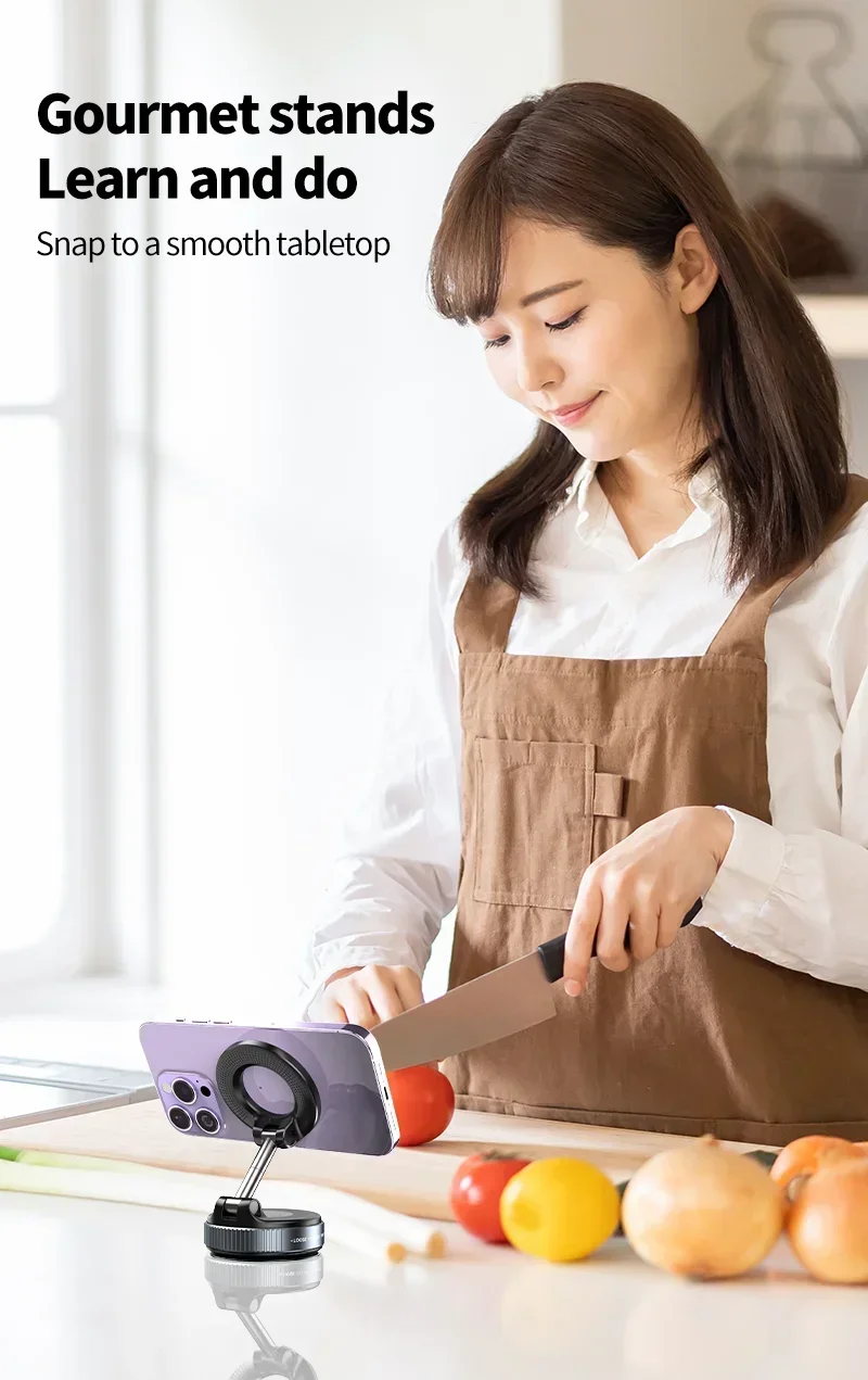 Phone Holder Foldable Design 360° Adjustable Vacuum Car Mount For Cell Phone For Live Streaming 2026
