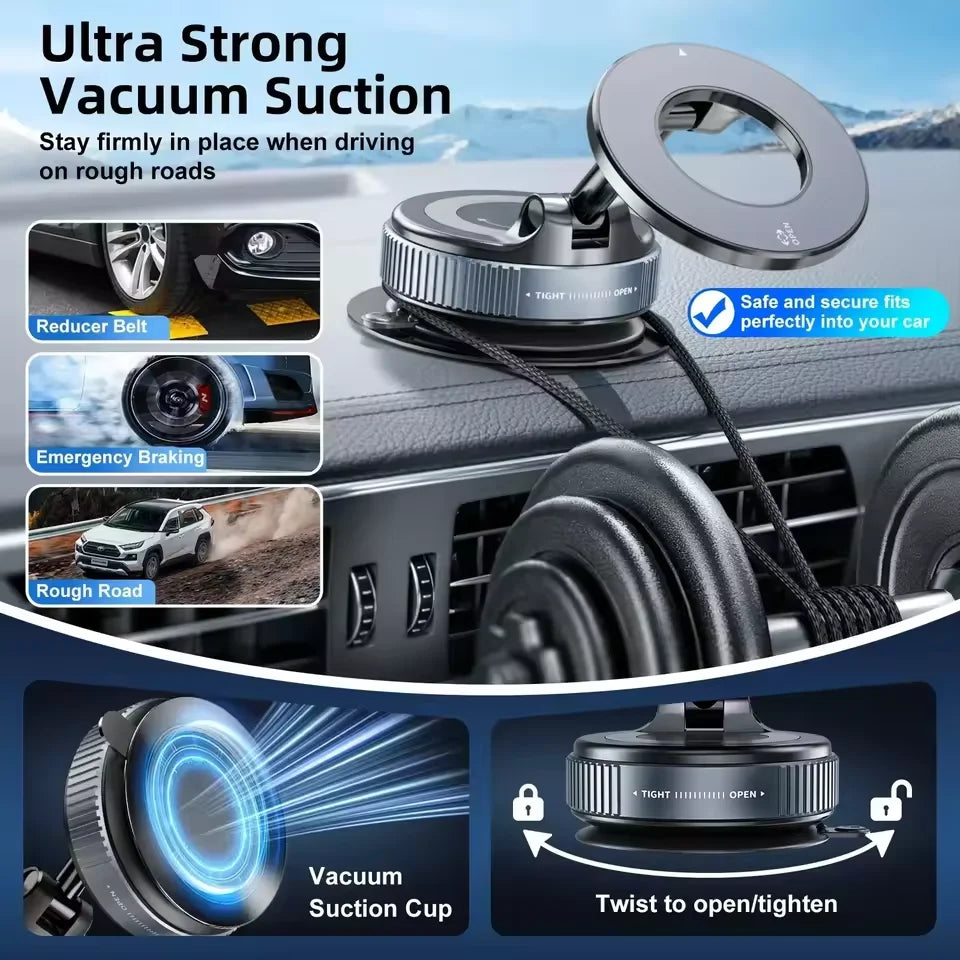 Phone Holder Foldable Design 360° Adjustable Vacuum Car Mount For Cell Phone For Live Streaming 2026