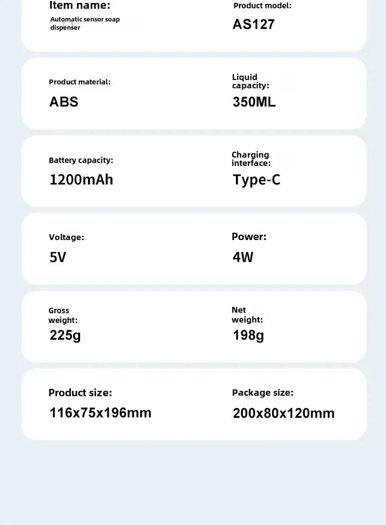 Intelligent Sensor Multi-Speed Contact-Free Wall-Mounted Vertical Hand Sanitizer Bubble Machine Rechargeable Soap Dispenser