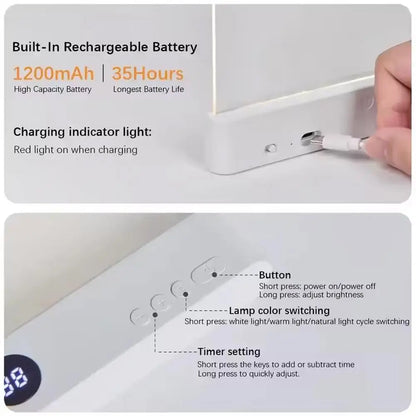 LED Reading Light Vision Reading Light 3 Color Adjustable Eye Protection Reading Light Usb Charging Student Night Reading Lamp