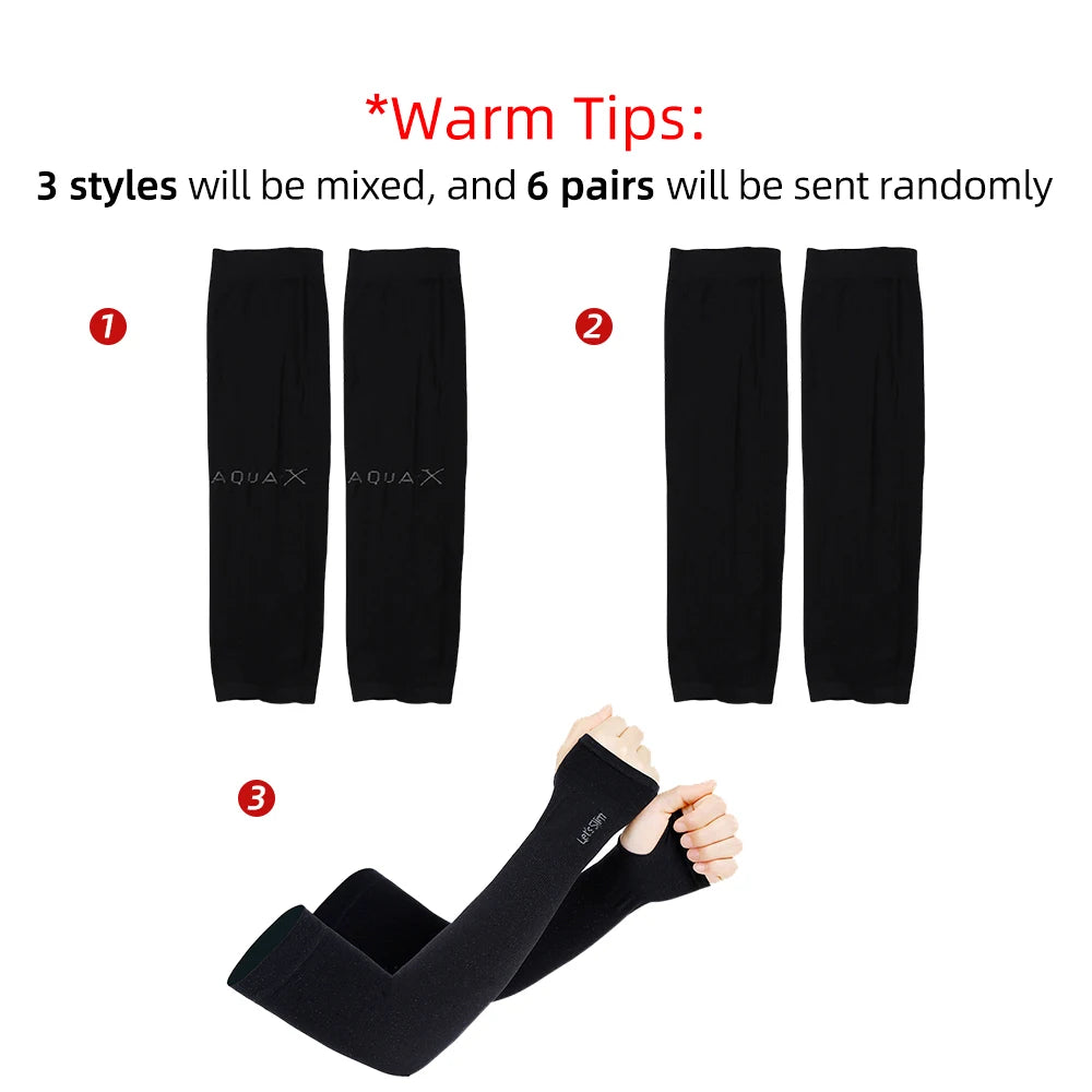 6 Pairs Unisex Cooling Arm Sleeves Compression Breathable Moisture Wicking for Men Women Sports Outdoor UV Protection