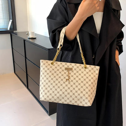 Women Soft Leather Tote Bag Large Capacity Shoulder Handbag with Hanging Charm Accessories