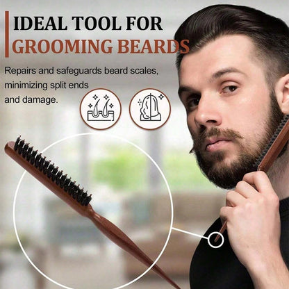 6-Piece Hair Brush and Comb Set with Edge Control - Nylon Bristle Brushes for Detangling, Teasing, and Smoothing