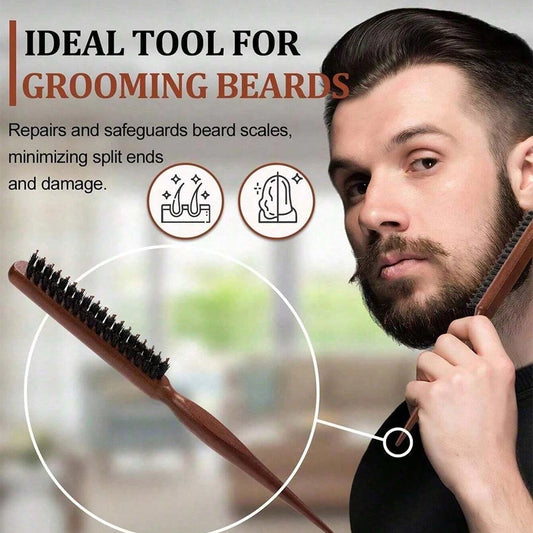 6-Piece Hair Brush and Comb Set with Edge Control - Nylon Bristle Brushes for Detangling, Teasing, and Smoothing