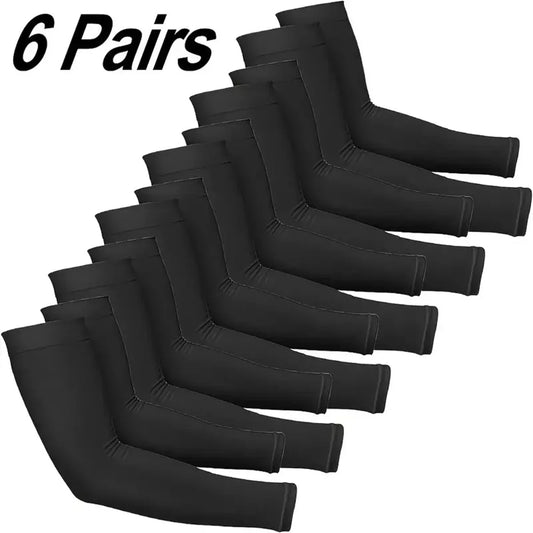 6 Pairs Unisex Cooling Arm Sleeves Compression Breathable Moisture Wicking for Men Women Sports Outdoor UV Protection