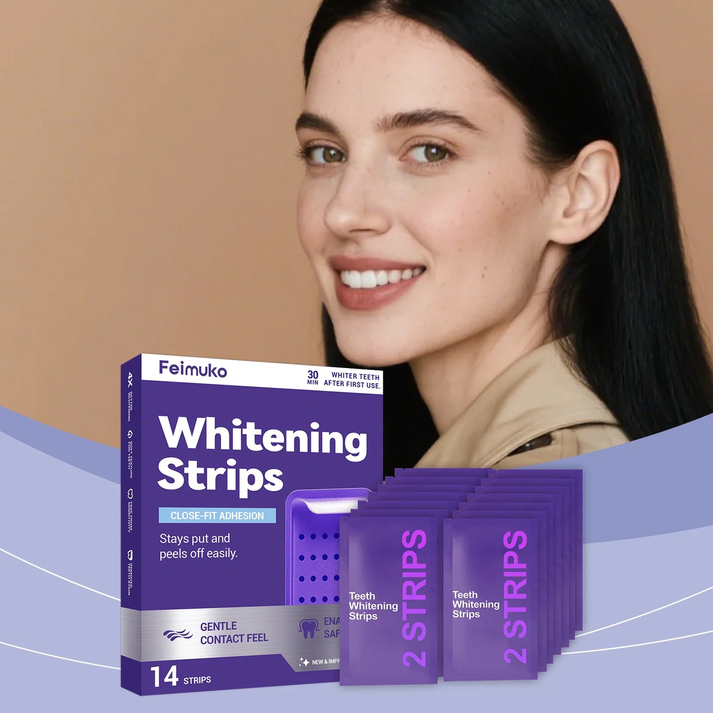 Purple Teeth Whitening Strips Oral Cleaning Removal Gel  Improve Dental Yellowing Oral Care, for Lasting Bright Smile