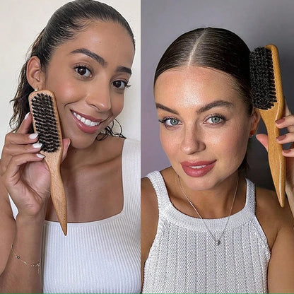 6-Piece Hair Brush and Comb Set with Edge Control - Nylon Bristle Brushes for Detangling, Teasing, and Smoothing